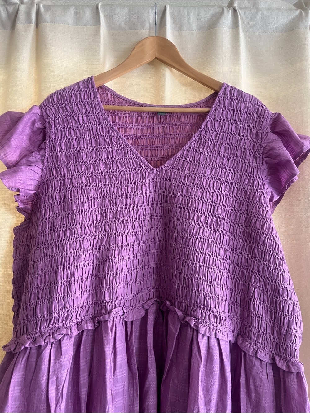 Women’s Plus Size Terra & Sky Purple Smocked V-Neck Casual Dress - Picture 3 of 5